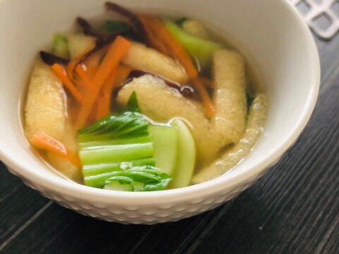 青梗菜ときくらげと油揚げのXO醬スープ